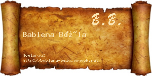 Bablena Béla névjegykártya