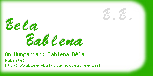 bela bablena business card